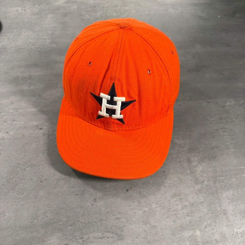 Vintage 90s New Era Houston Astros Hat 7 1/8 Orange Cooperstown 59FIFTY USA Wool
